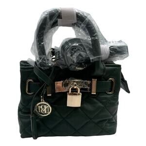 Badgley‎ Mischka BM-4163 Small Mini Quilted Tote Bag in Green Chive New